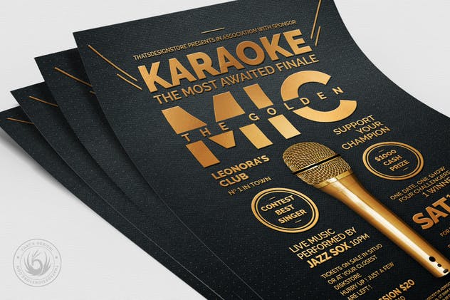 卡拉OK音乐会海报传单设计模板V8 Karaoke Flyer Template V8插图(4)