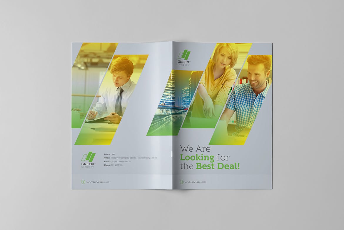 金融咨询服务公司企业画册设计模板 Green Business Brochure插图(10)