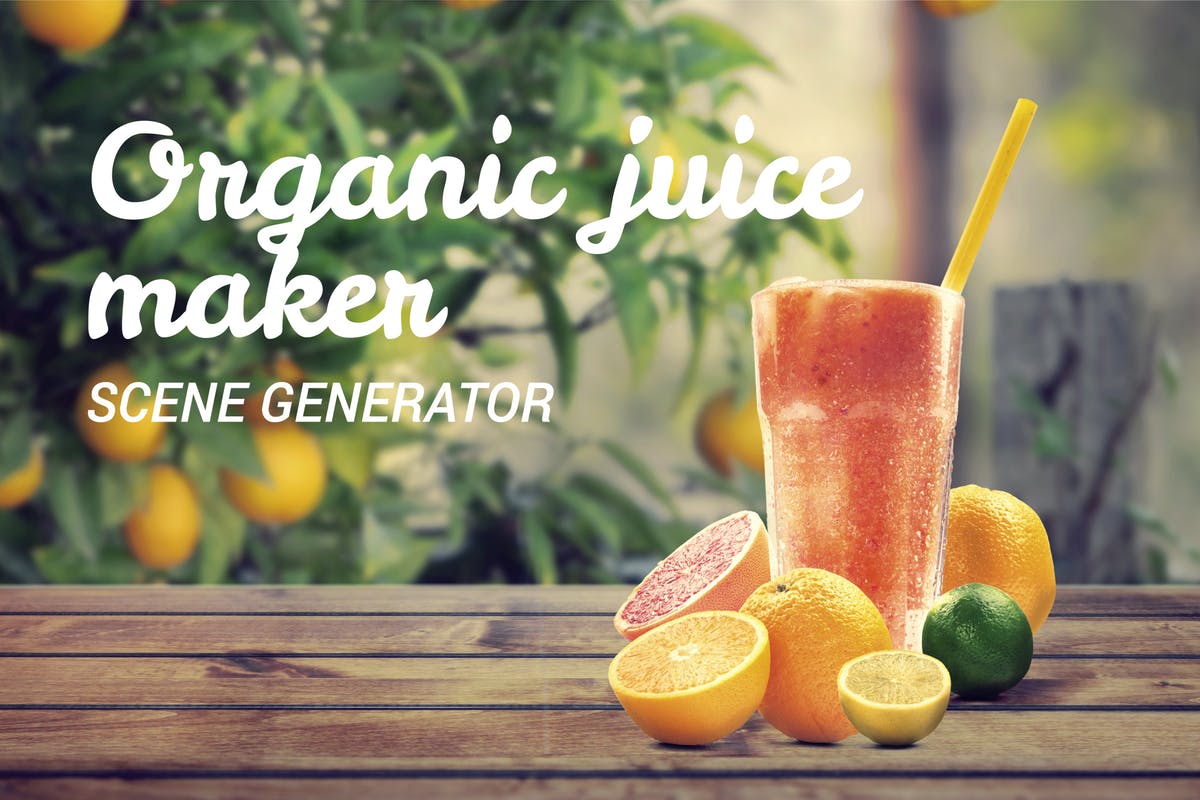 有机果汁品牌场景样机 Organic Juice Maker Scene Generator插图