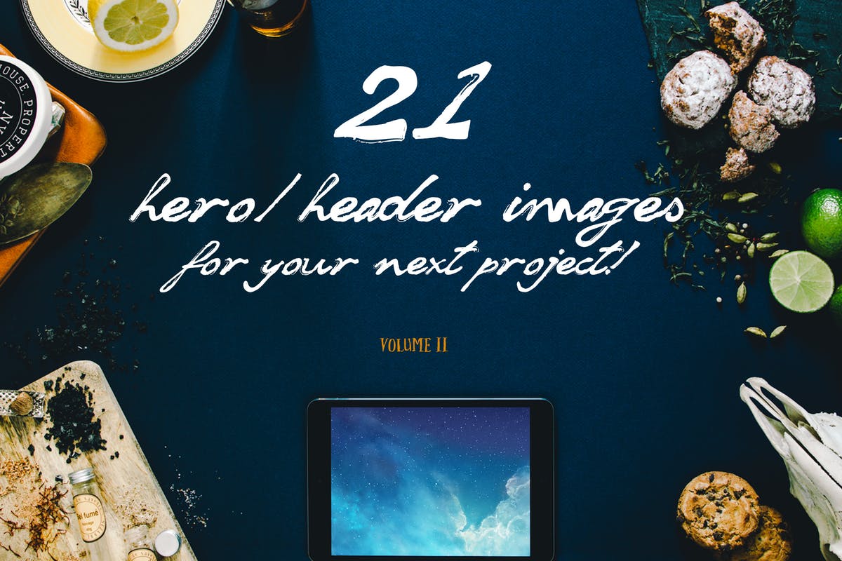 21组多元素食物/旅行/时尚/化妆/摄影主题样机合集 21 Hero/Header images插图