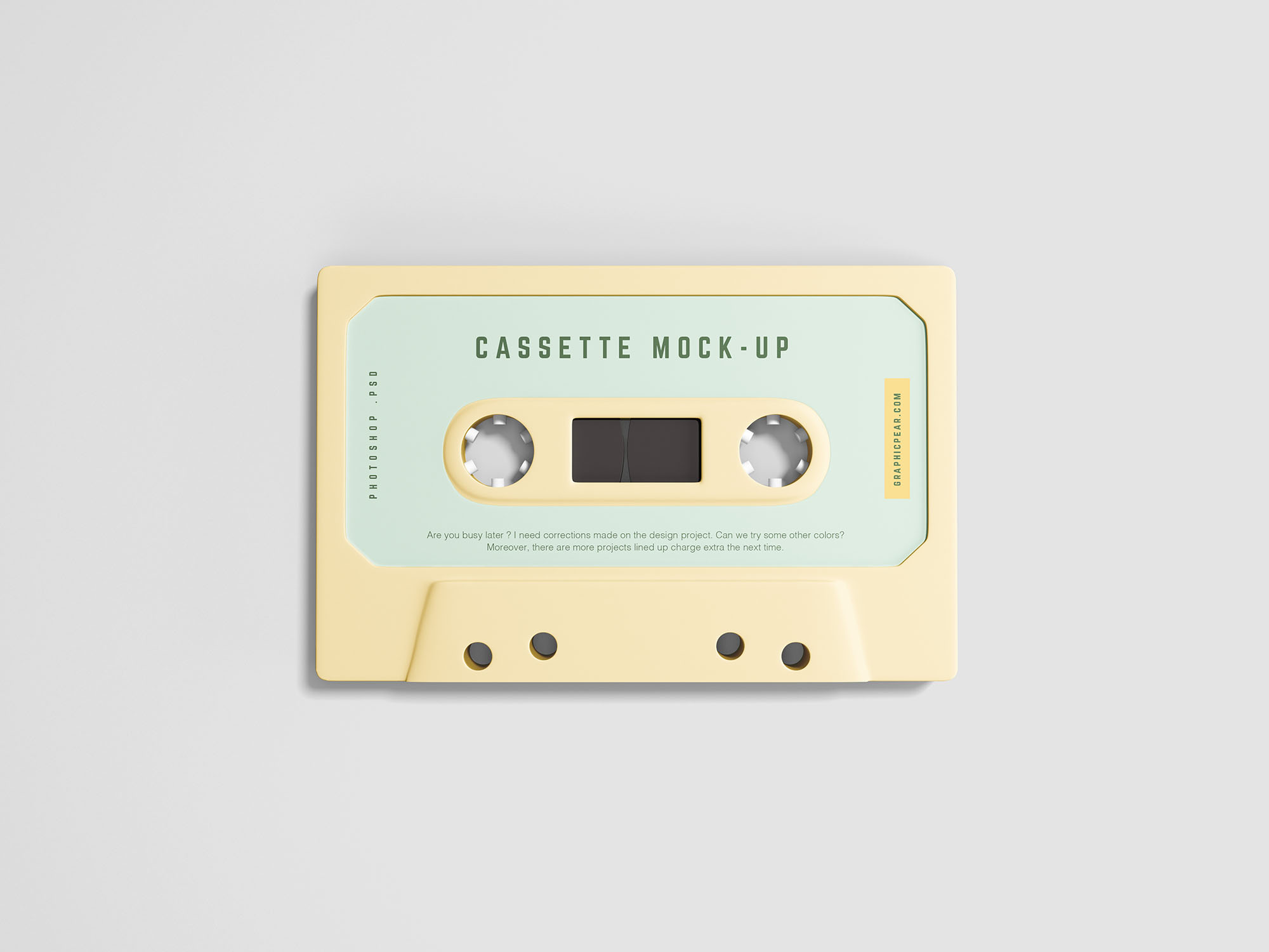 复古音乐磁带外观设计样机模板 Simple Cassette Mockup插图(1)