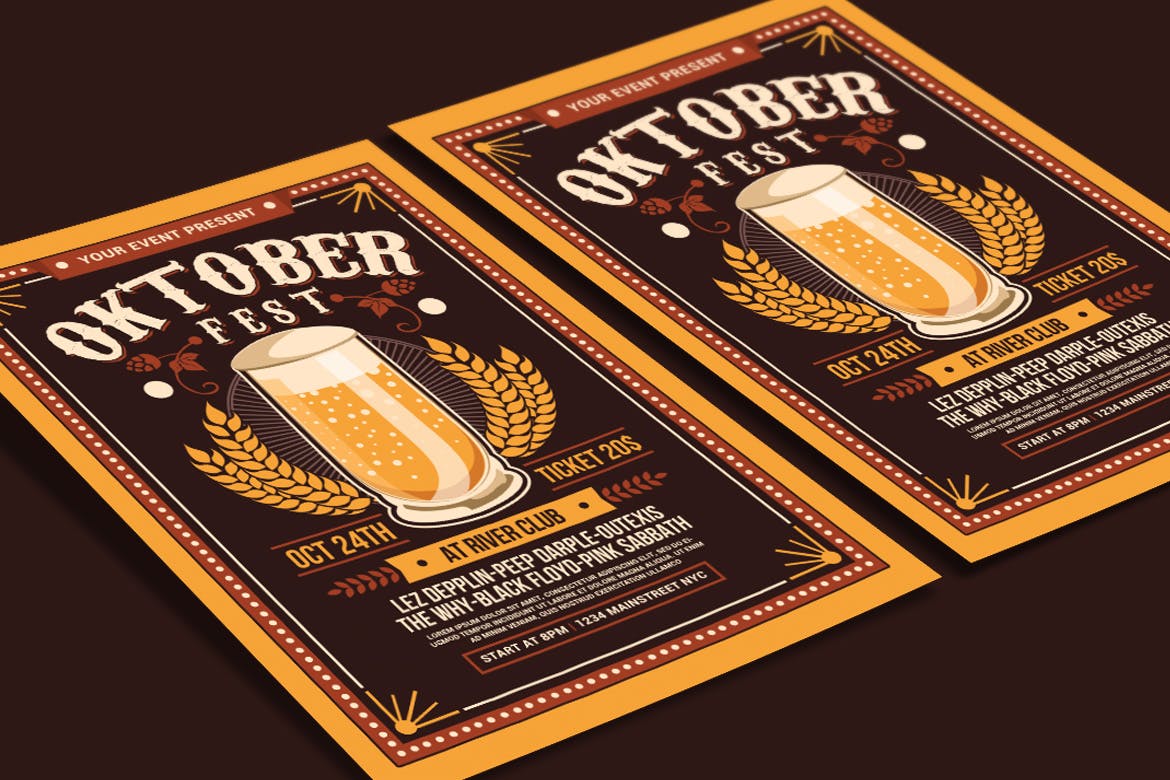 啤酒节策划方案活动海报设计模板 Oktoberfest Party插图(2)