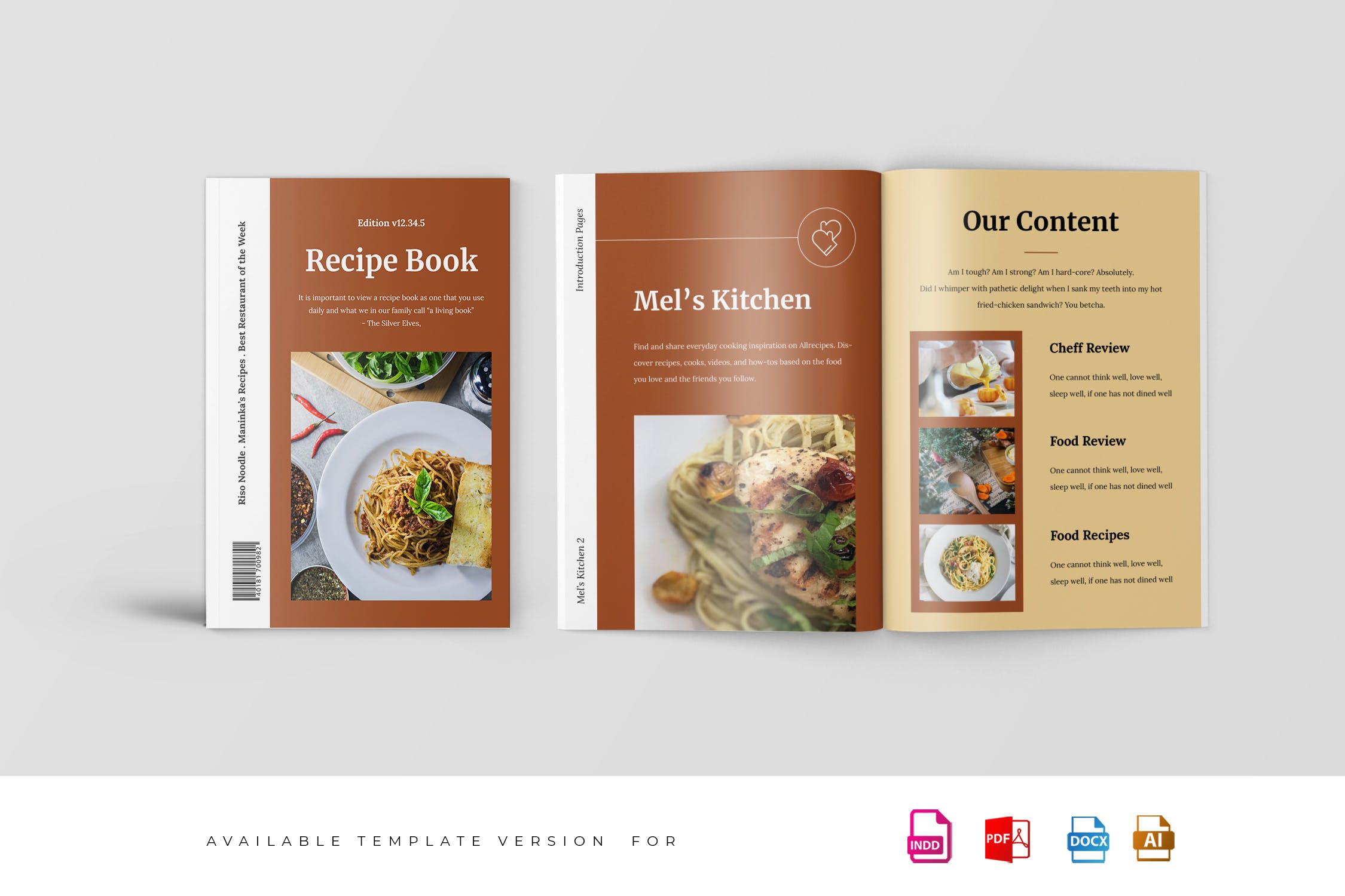 食谱美食主题杂志排版设计制作模板 Recipe Magazine Template插图