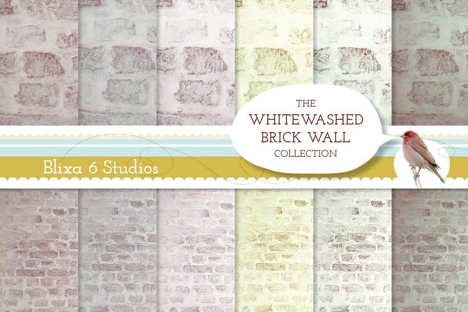 粉刷砖墙背景 Whitewashed Brick Wall Backgrounds插图