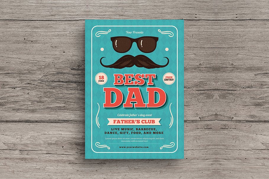 时尚的父亲节传单模板 Father’s Day Flyer插图
