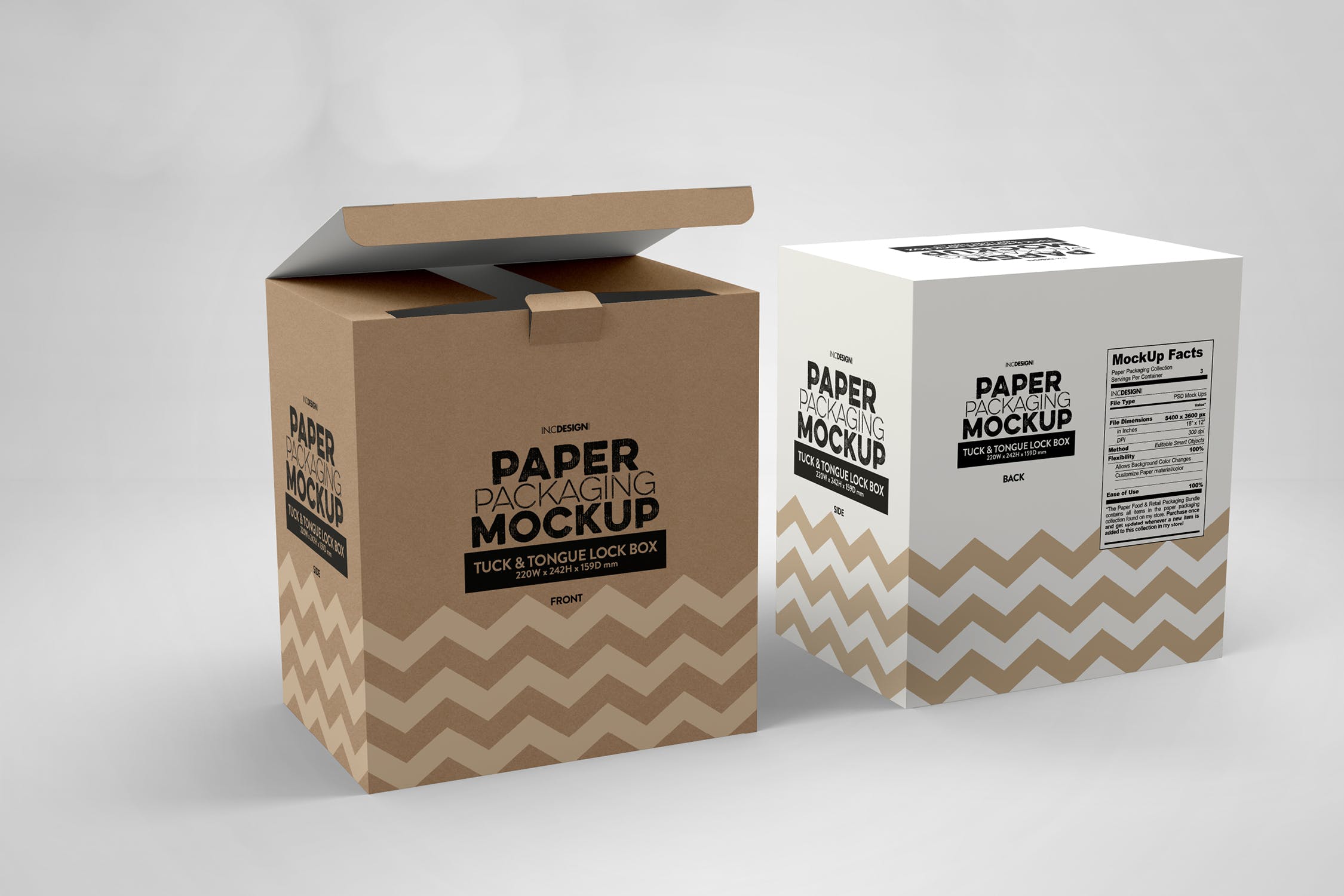 产品包装纸盒外观设计样机模板 Paper Box Tuck & Tongue Lock Mockup插图(3)