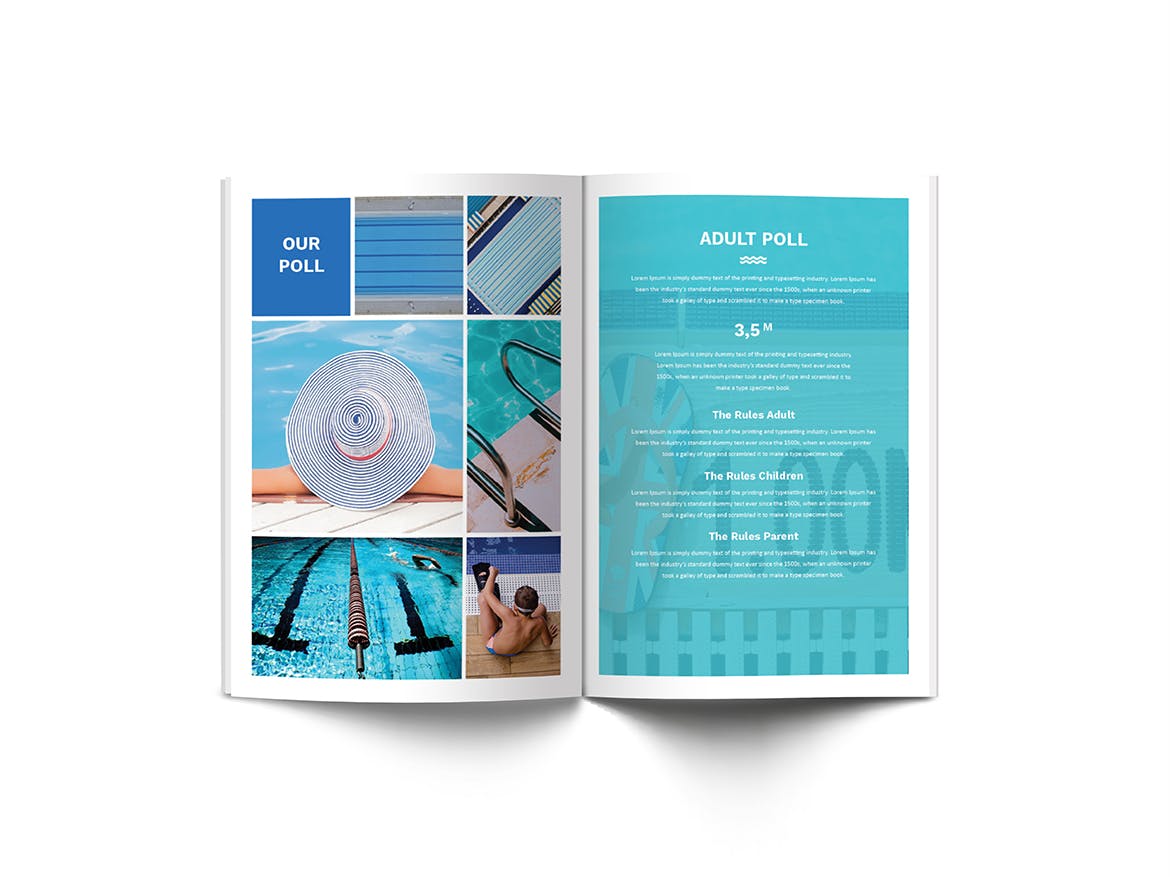 A4尺寸游泳培训班课程招生宣传画册设计模板 Swimming A4 Brochure Template插图(12)