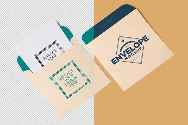 独特个性方形企业信封样机 Unique Square Shaped Envelope Mockups插图(4)
