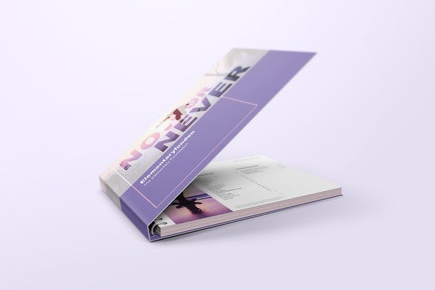 精装封面设计活页笔记本样机V2 Spiral Hardbound Book With Folder Cover Mockups 02插图(1)
