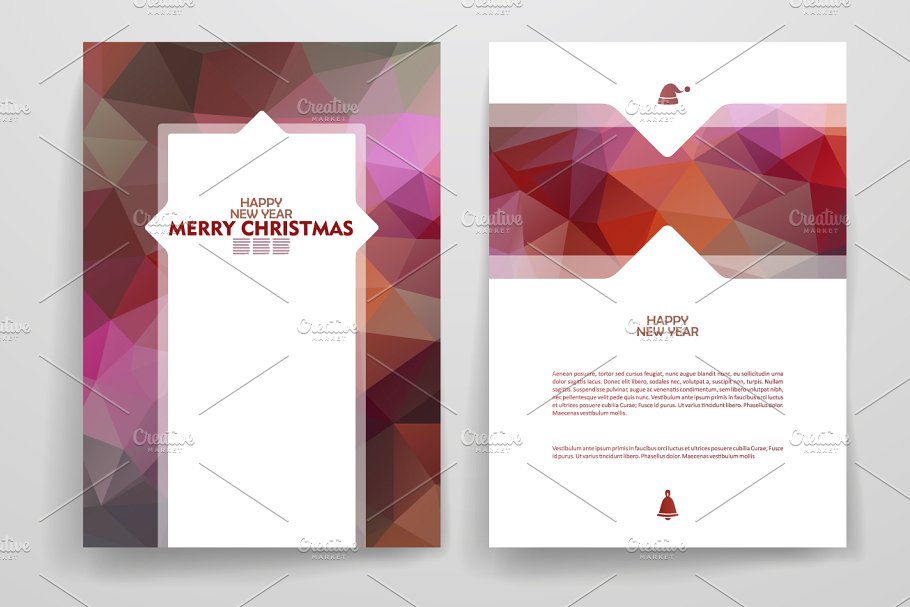 圣诞节主题背景小册子模板 Merry Christmas brochures插图(3)