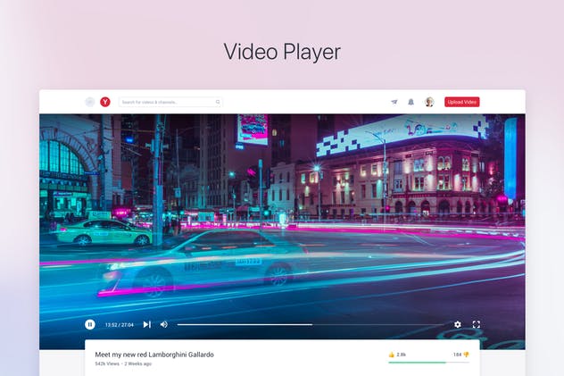 类Youtube在线视频网站界面设计模板 Clone UI Kit – Video sharing like YouTube插图(3)