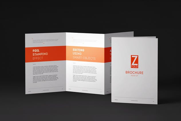 三折页宣传小册设计样机模板 Z-Fold Brochure A5 Mock-up插图(8)