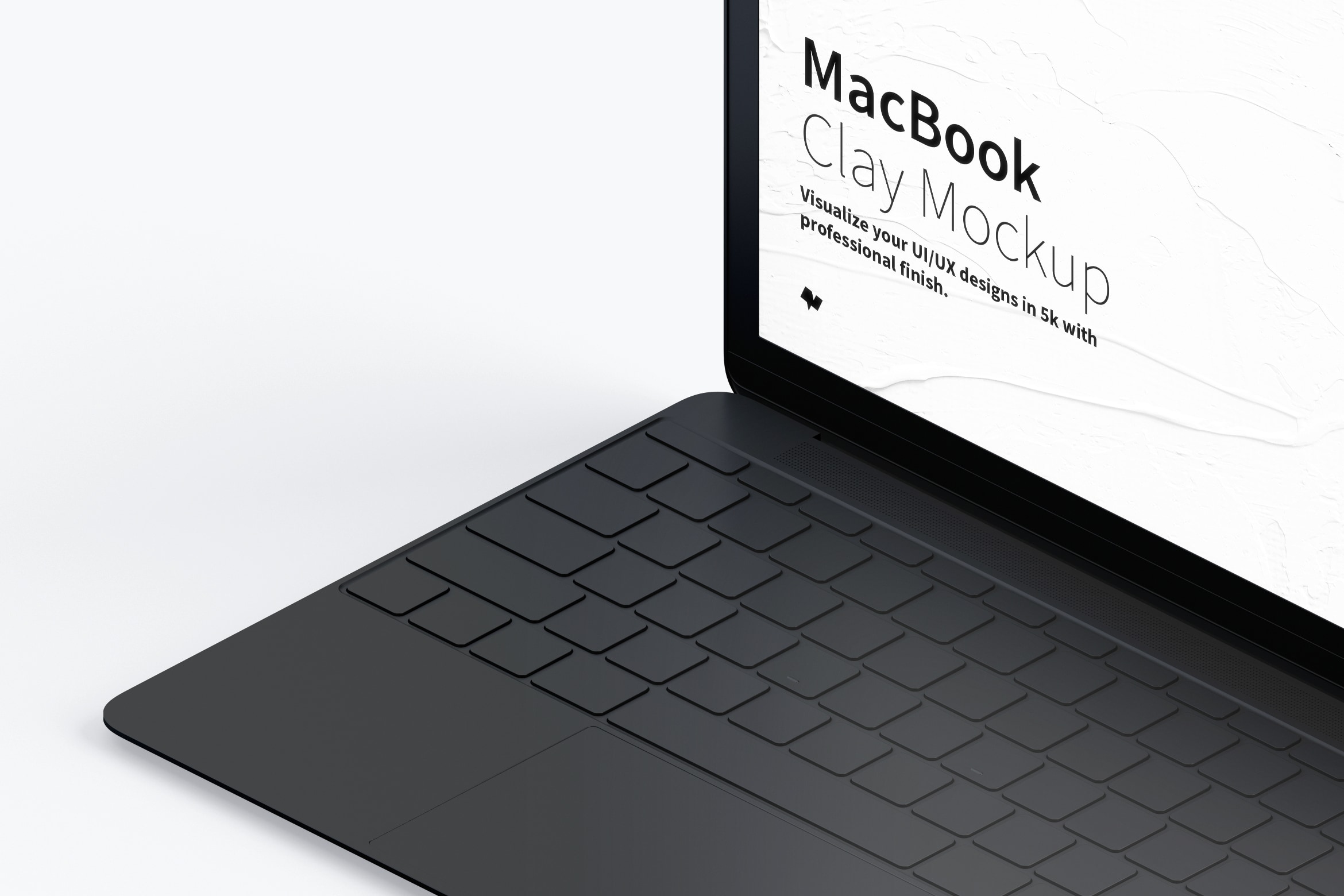 MacBook超极本屏幕演示右视图样机 Clay MacBook Mockup, Isometric Right View插图(2)