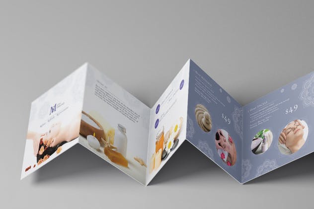 七折页方形迷你小册子印刷品样机 Square Mini Brochure Seven Panel Mockups 01插图(11)