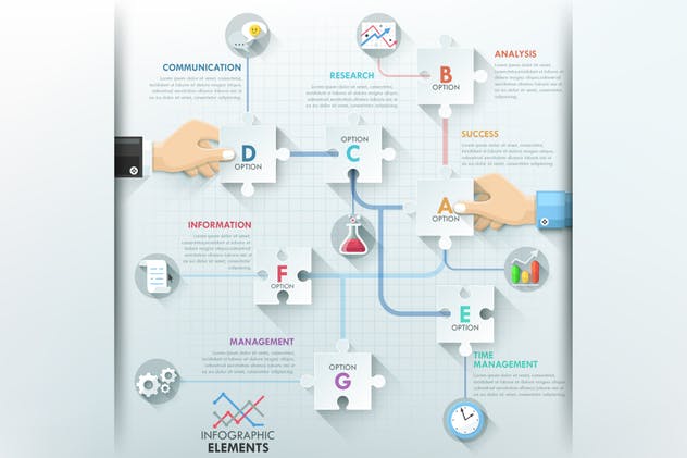 团队协作团队建设信息图表矢量素材 Teamwork Infographics插图(1)