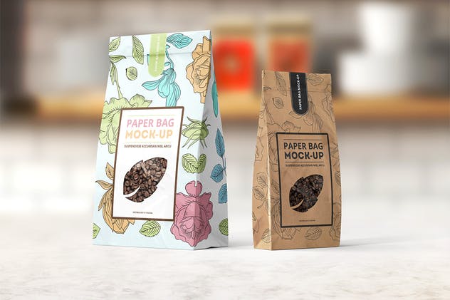 面包/咖啡豆牛皮纸袋包装样机模板 Paper Bag Mock-up插图(1)