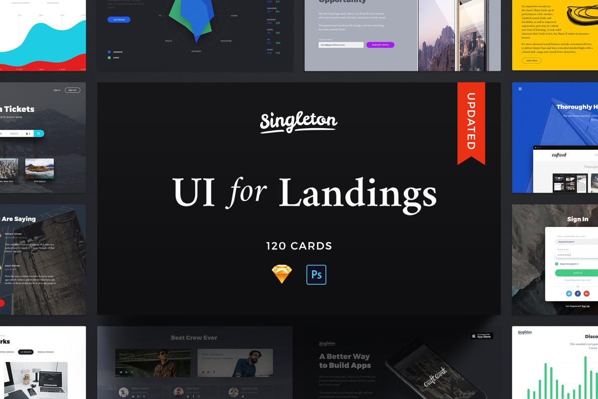 完美,新鲜和时尚的着陆页UI工具包 Singleton UI Pack插图