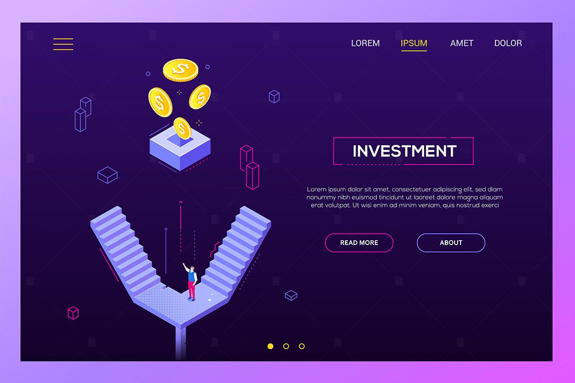 投资理念主题网站设计等距概念插画 Investment concept – isometric website banner插图