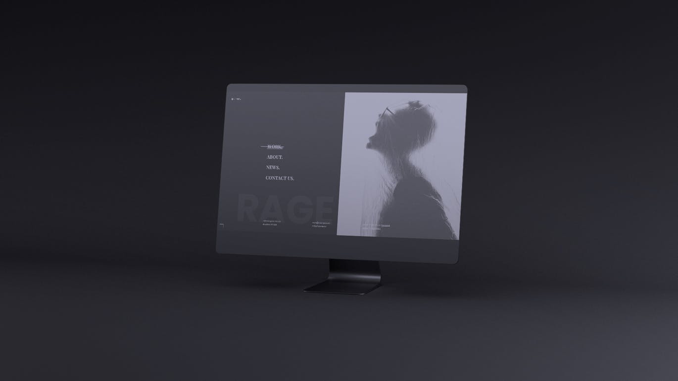 网站UI设计效果图预览黑色iMac电脑样机模板 Dark iMac Mockup插图(2)