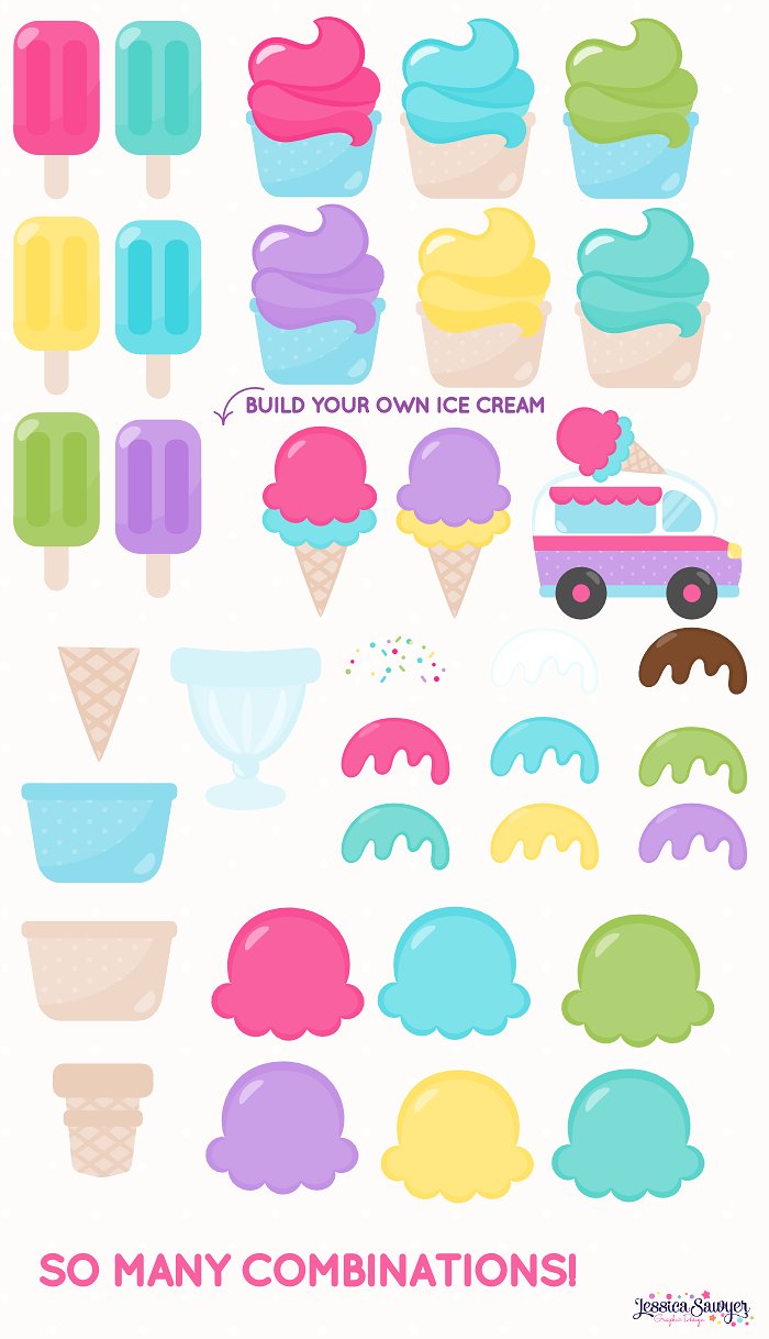 手绘风格冰淇淋矢量素材 The Ultimate Ice Cream Clipart Pack插图(1)