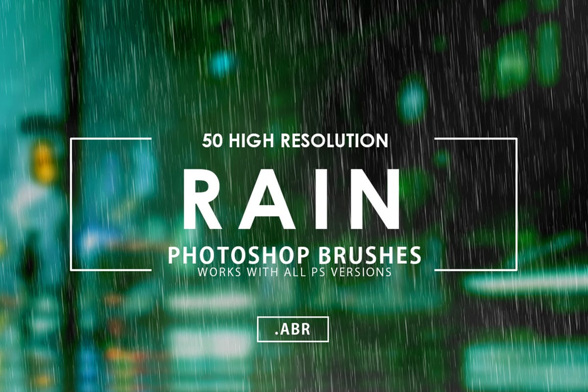 50款高分辨率雨水PS笔刷 50 Rain Photoshop Brushes插图