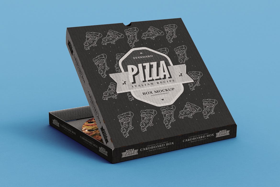 披萨包装盒外观设计效果演示样机模板 Pizza Box Mock-Up Template插图(3)
