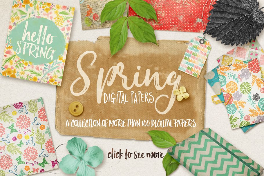 春季大自然色彩纸张包装纸纹理 Spring Digital Papers Collections插图(4)
