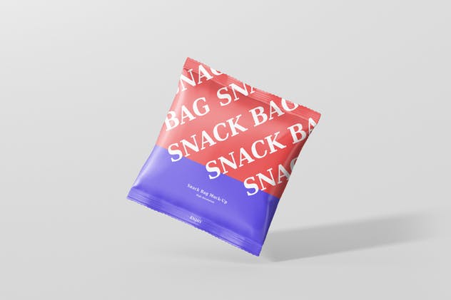 方形小吃/零食塑料袋包装外观样机 Snack Foil Bag Mockup – Square Size插图(1)