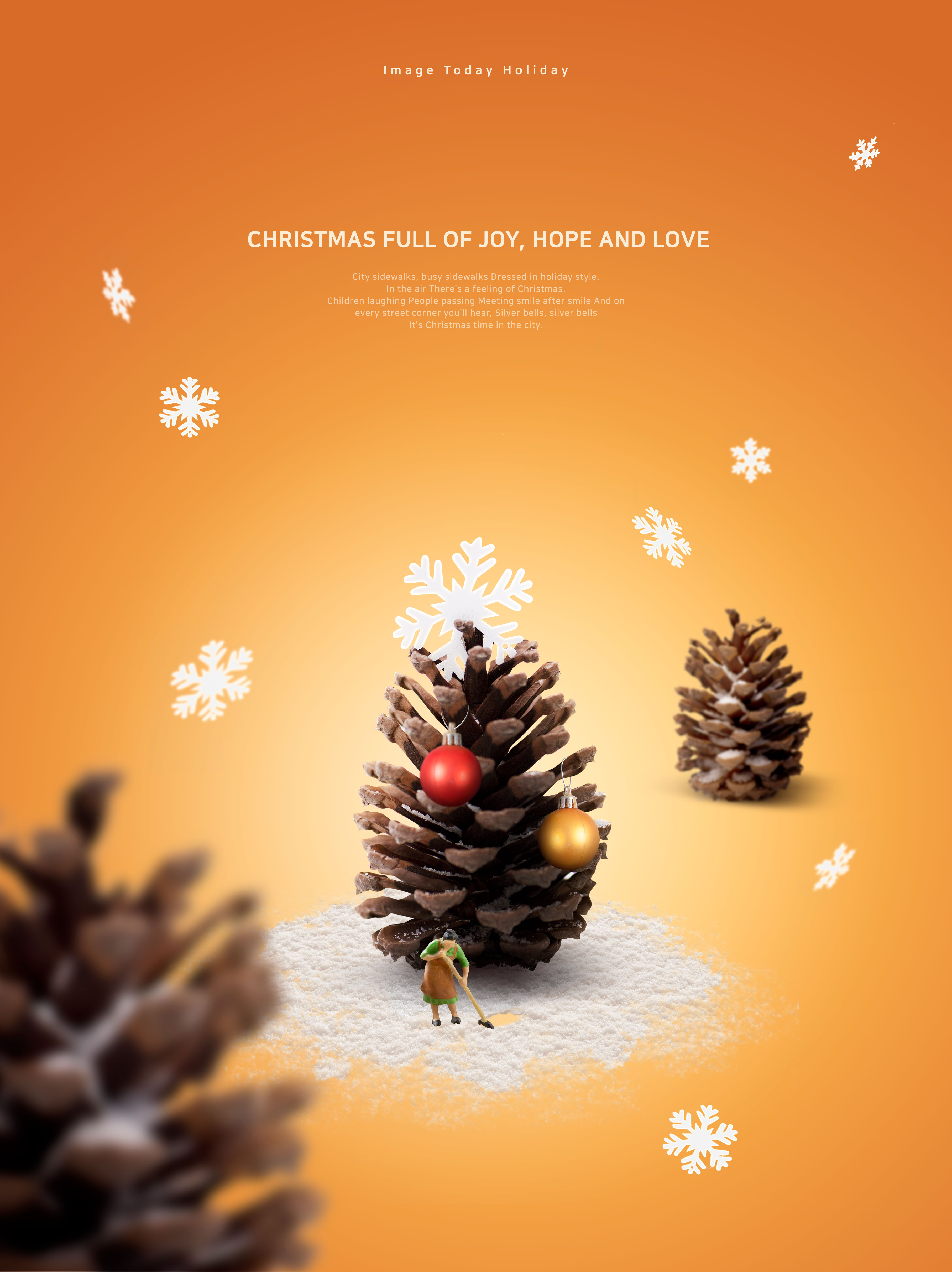 圣诞松果圣诞节活动海报设计模板[PSD]插图
