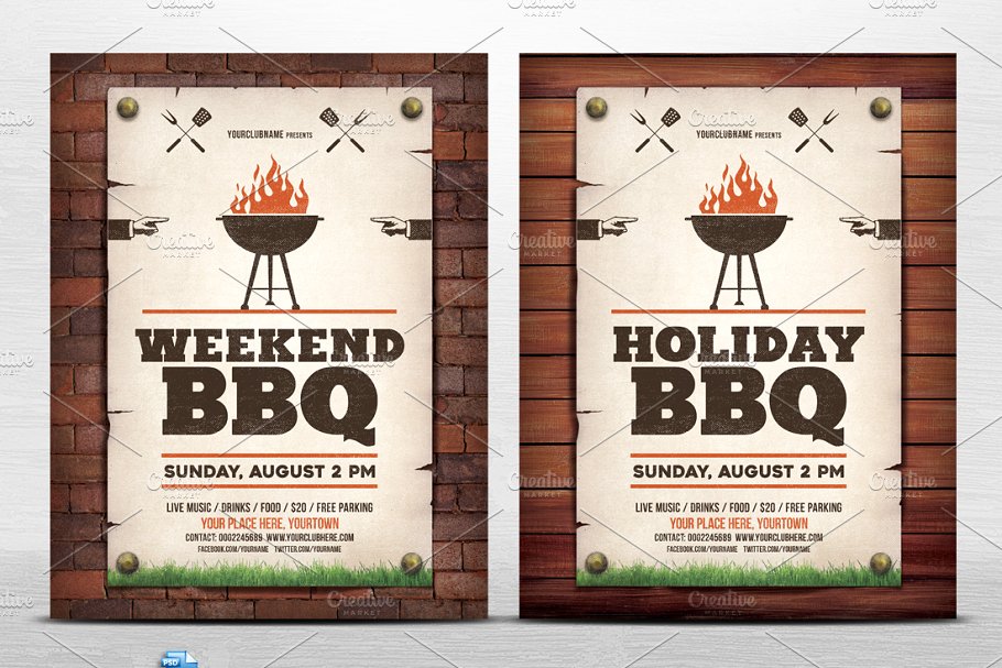 假日周末BBQ活动传单模板 Holiday / Weekend BBQ Flyer插图