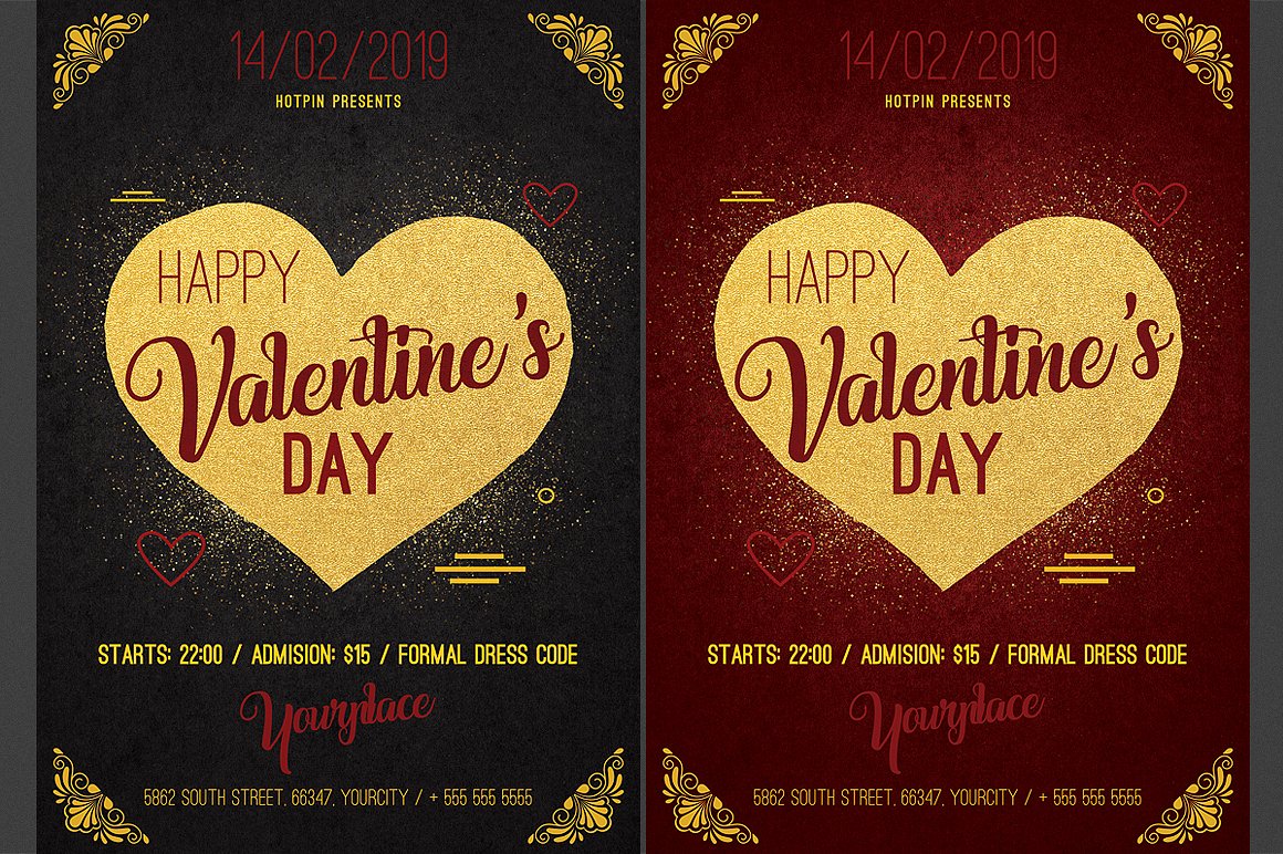 情人节海报传单模板  Valentines Day Psd Flyer插图