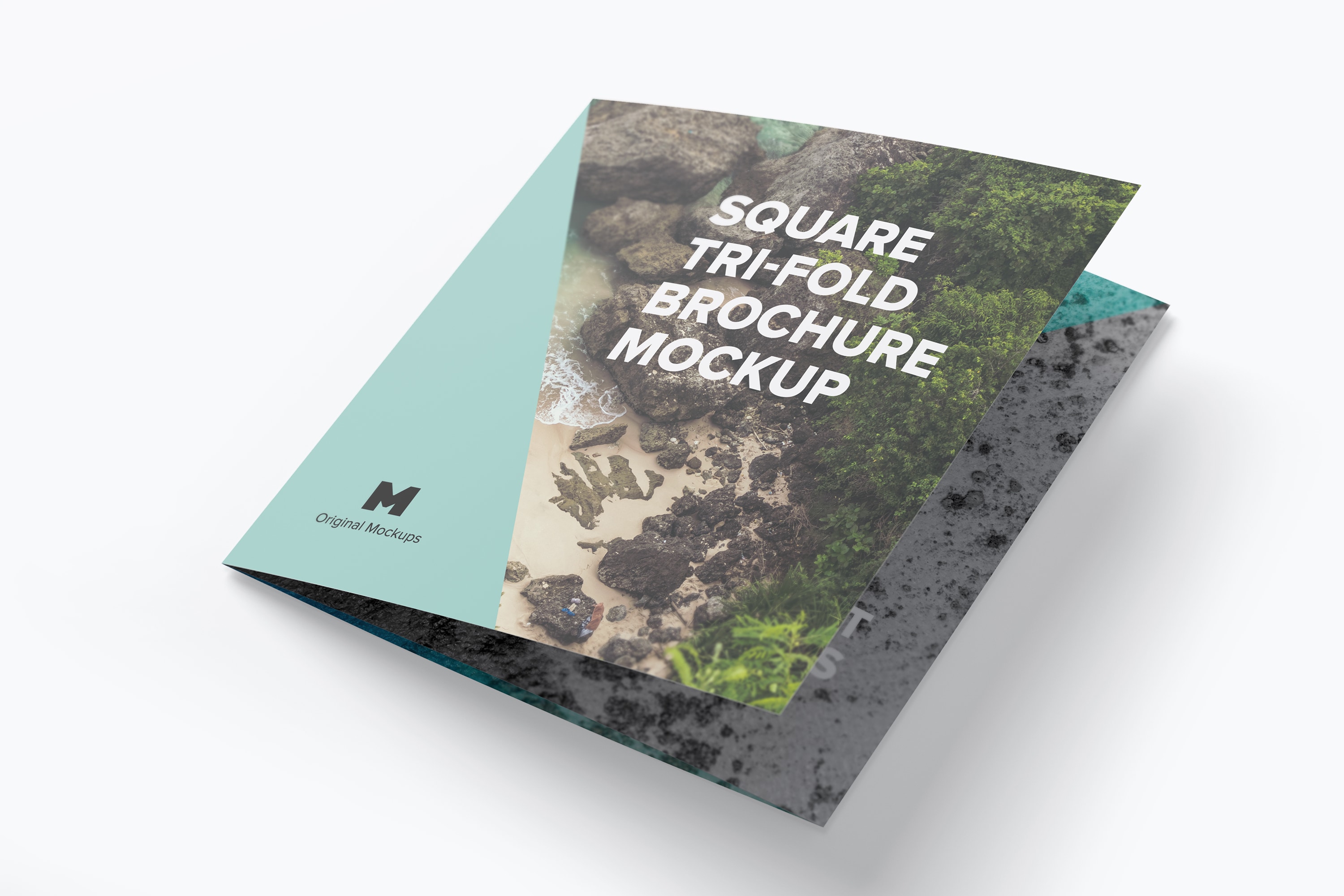 方形三折企业宣传册传单设计效果图样机01 Square Tri-Fold Brochure Mockup 01插图