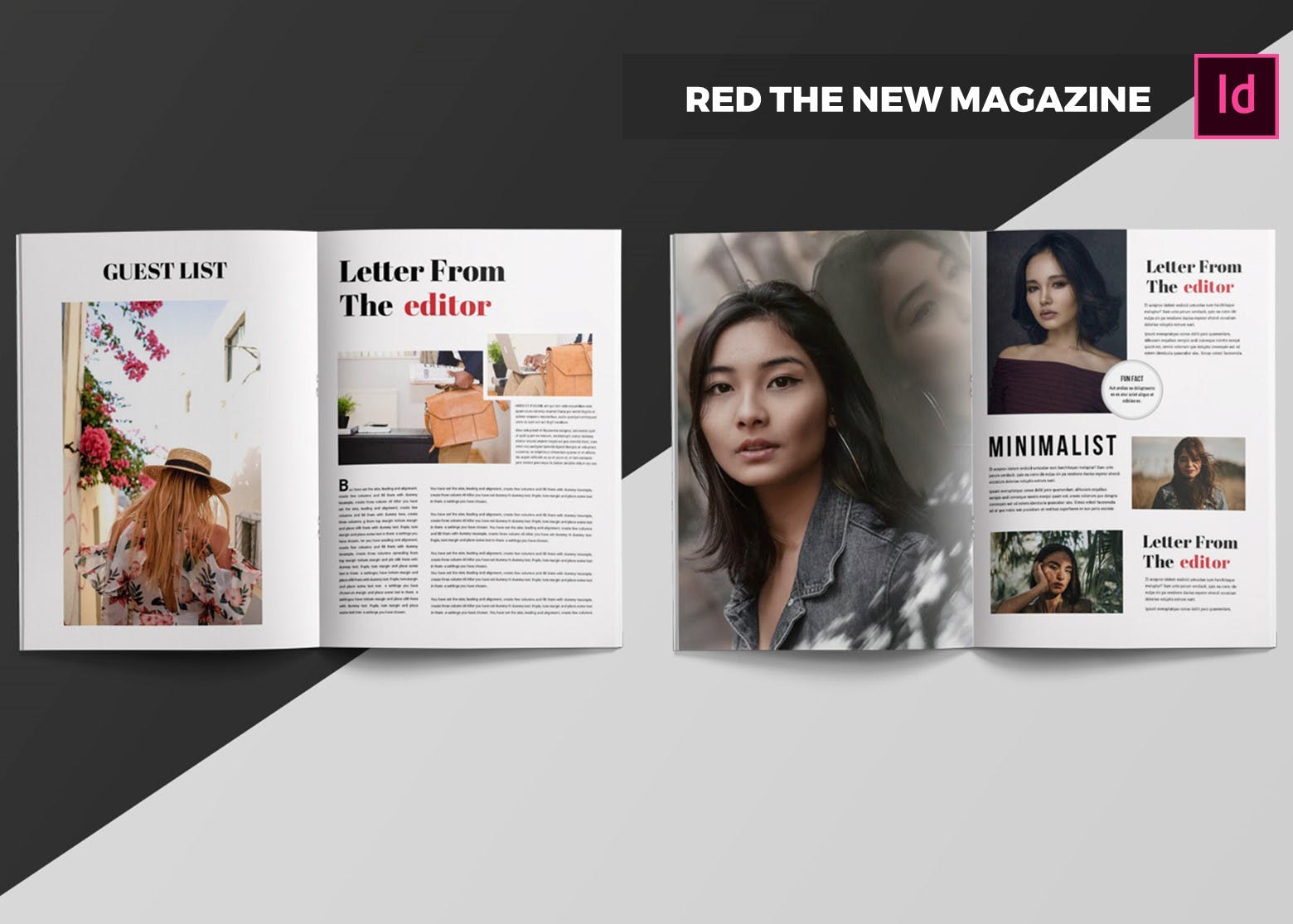 时尚/商业/人物/金融杂志设计模板 Red The New | Magazine Template插图(2)
