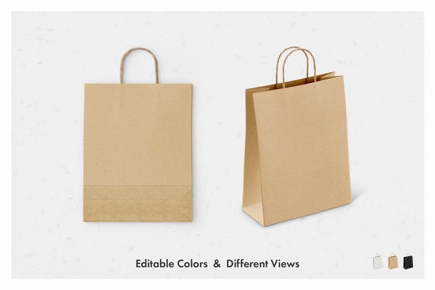 经典牛皮纸购物袋样机套装 Paper Bag Mockup Set插图(1)