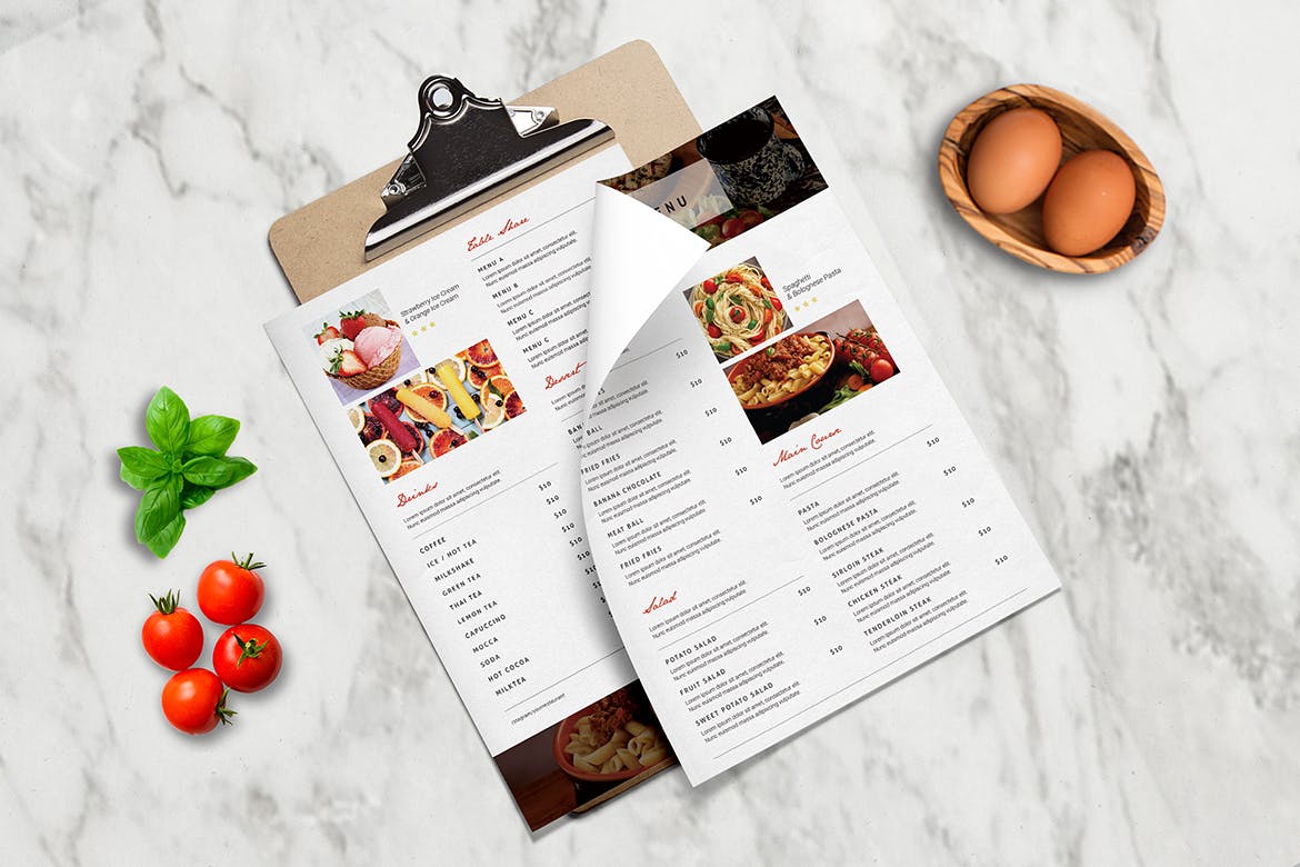 高端时尚现代的高级餐厅西餐厅餐饮菜单菜谱海报传单DM设计模板插图