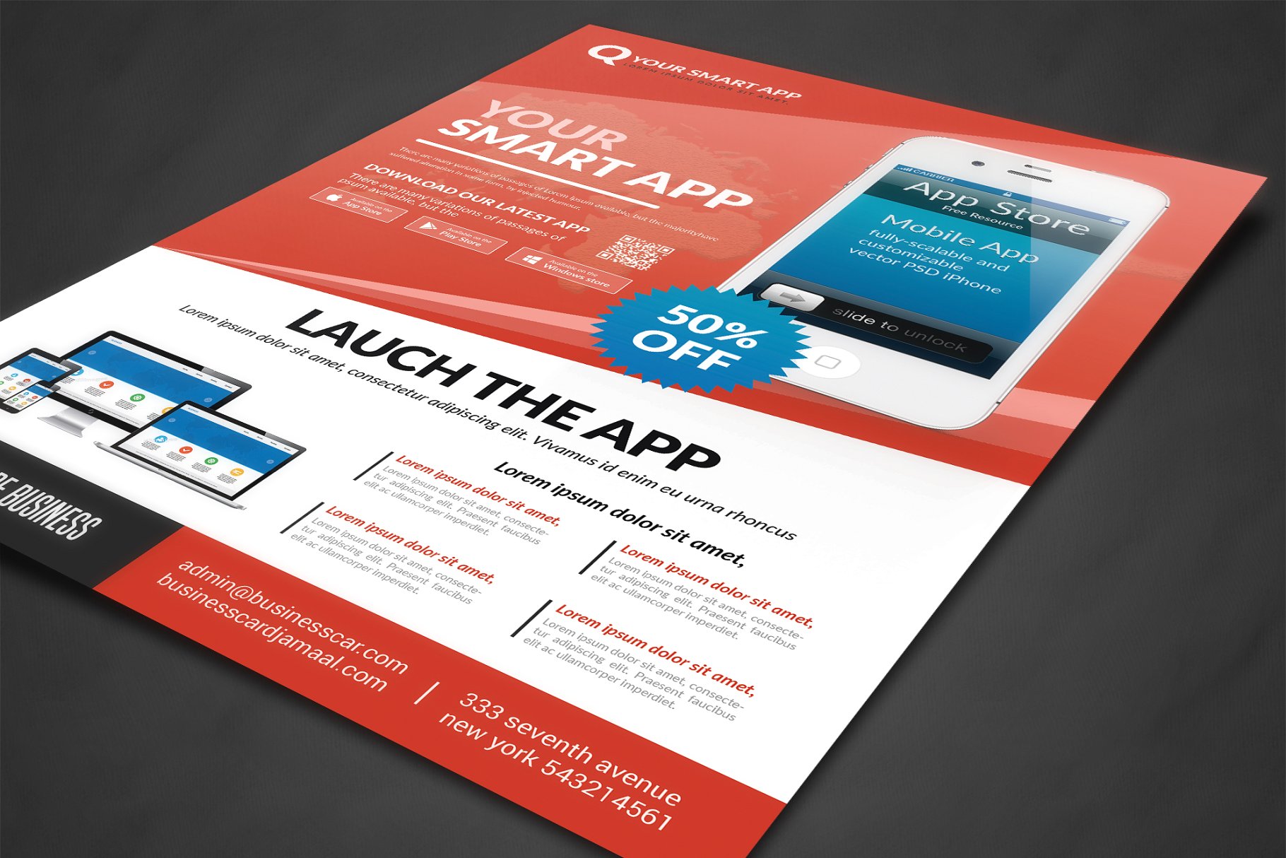 手机应用程序网站开发推广宣传单设计素材 Mobile App Flyer Template插图(1)