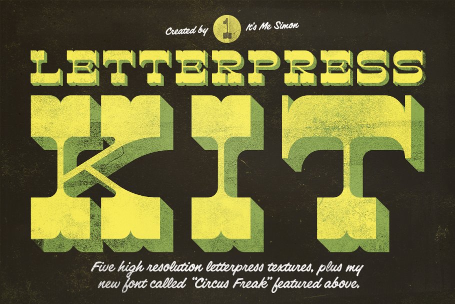活版印刷套件：5款高分辨率油墨纹理+1款英文字体 Letterpress textures Kit 1插图