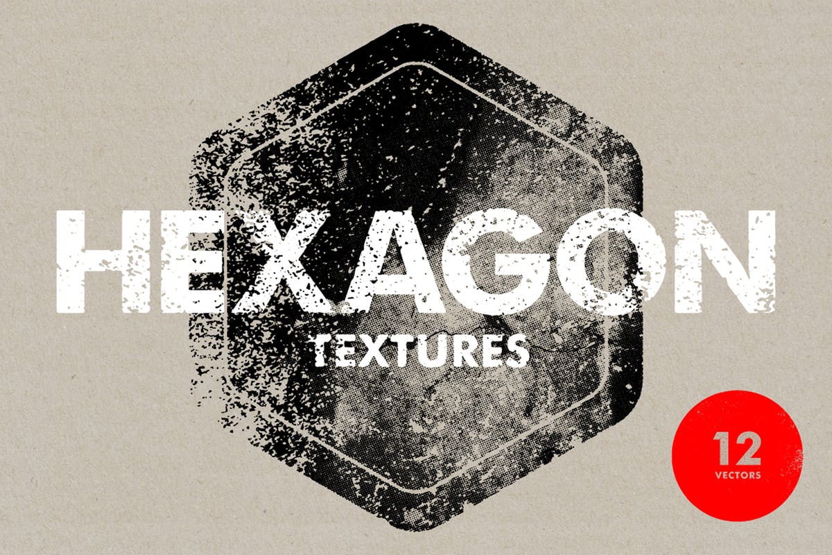 创意半色调做旧风格六角形矢量纹理素材 Hexagon Textures插图