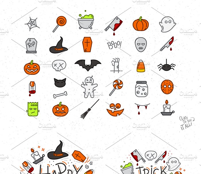 万圣节扁平风格图标 Halloween flat icons插图(1)