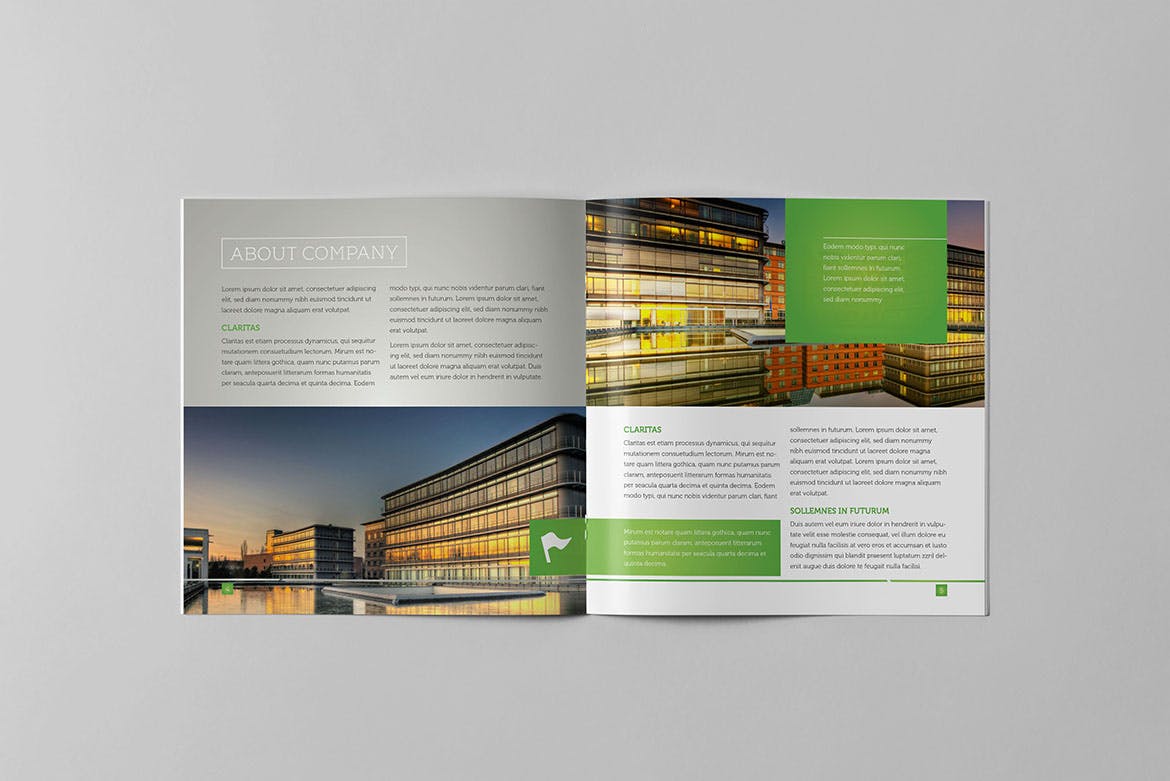企业宣传精装画册版式设计INDD模板下载 Light Business Square Brochure插图(4)