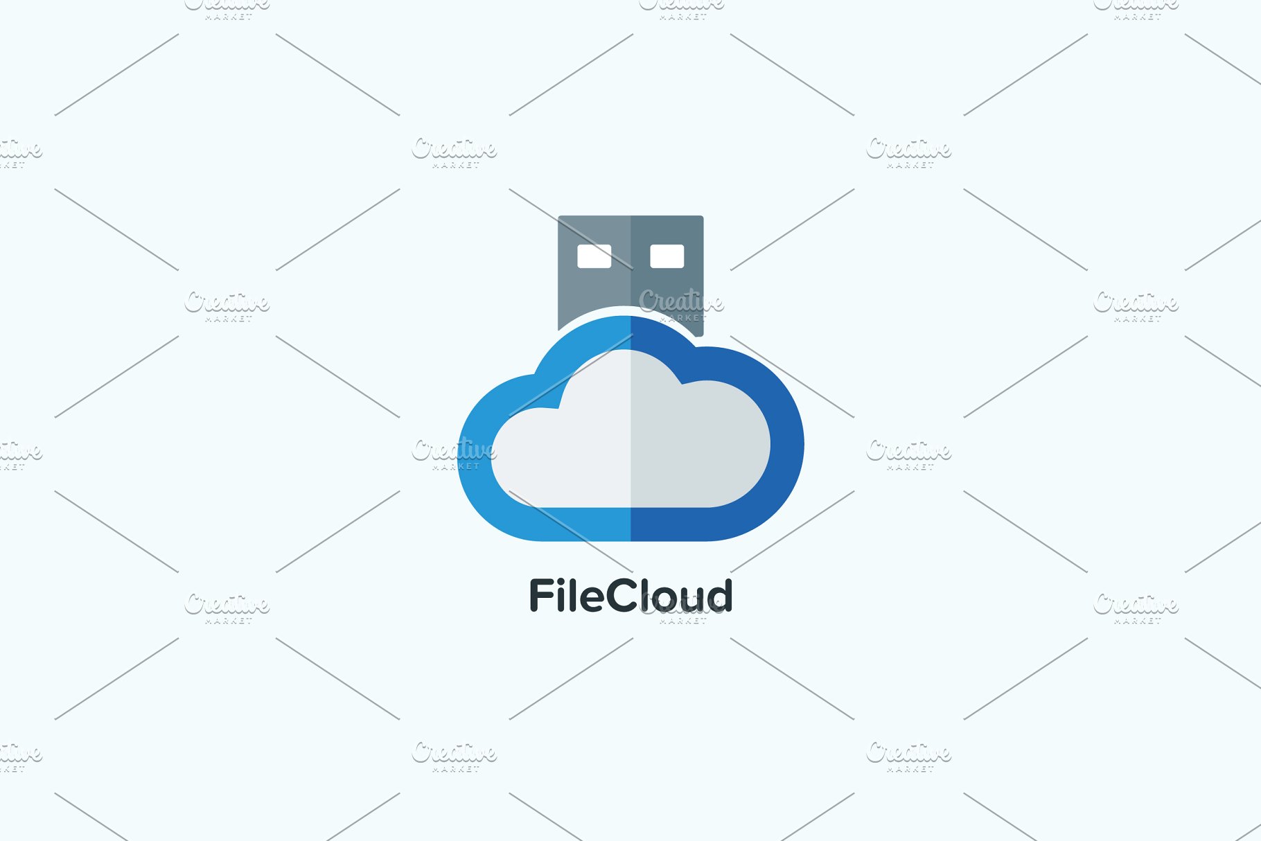 云存储主题Logo模板 File Cloud Logo Template插图
