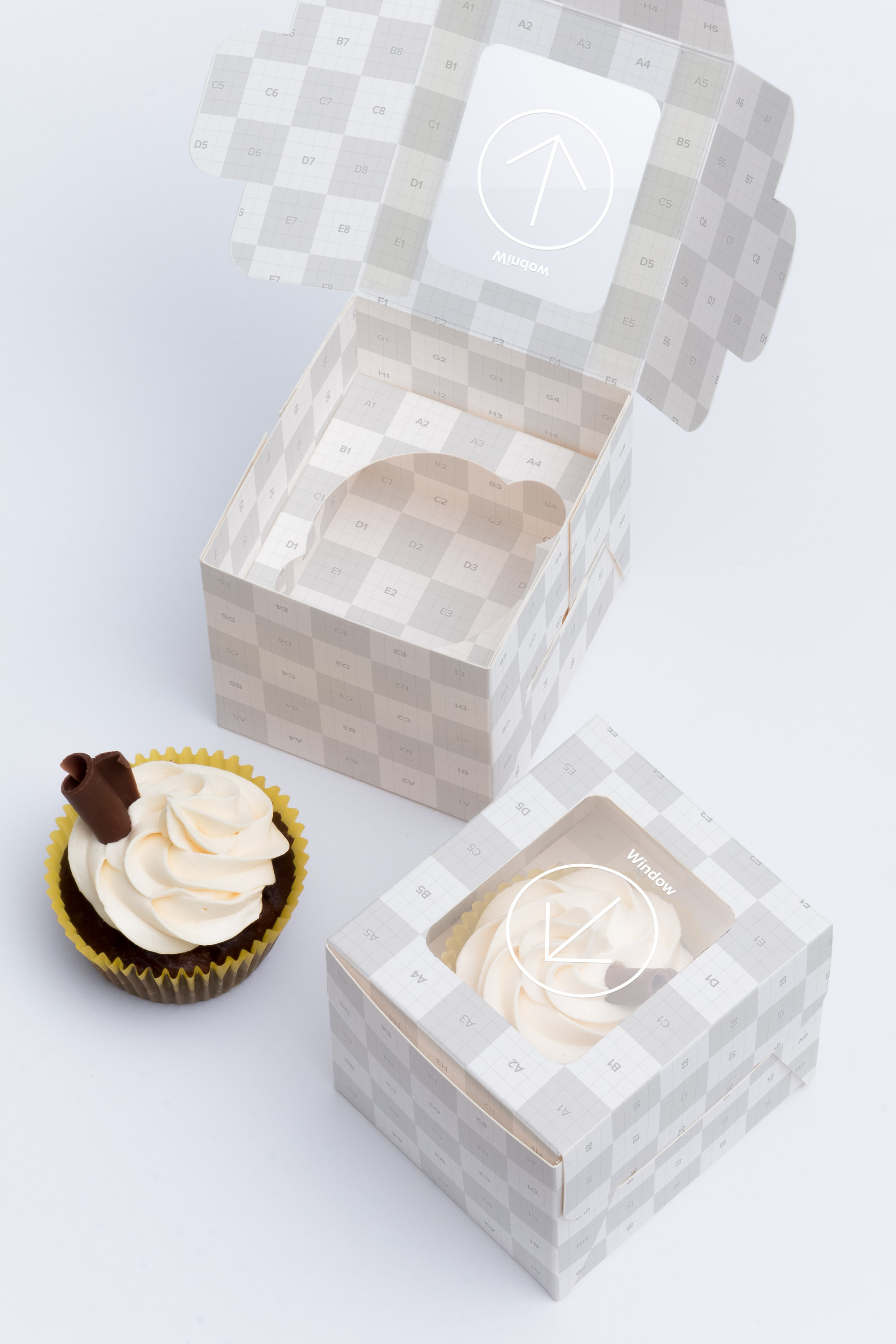 单只装纸杯蛋糕甜点包装盒设计效果图样机01 One Cupcake Box Mockup 01插图(3)