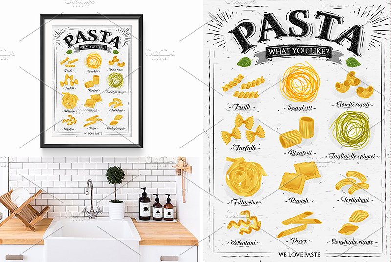 意大利面食面馆海报模板 Pasta Poster插图(1)