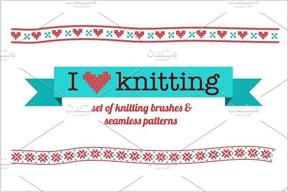 编结物矢量图案AI笔刷&纹理 Knitting vector brushes & patterns插图