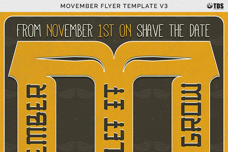蓄须月胡子节活动派对传单PSD模板 V3 Movember Flyer PSD V3插图(6)