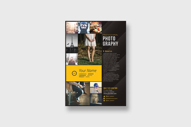 摄影师/摄影服务宣传海报设计模板 Professional Photography Flyer插图(2)