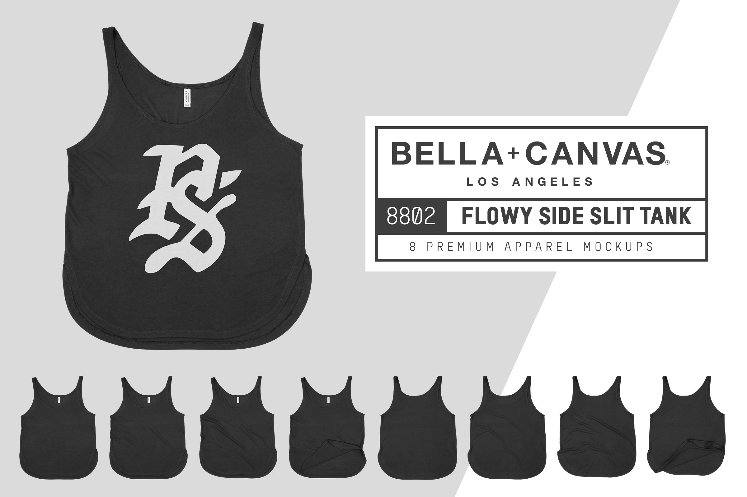 男士运动吊带背心服装样机 Bella Canvas 8802 Side Slit Tank插图