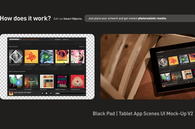 iPad平板电脑演示APP设计样机模板 Black iPad | Tablet App Scenes UI Mock-Up插图(3)