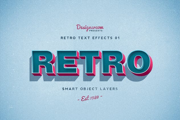 10款复古文本标题3D立体效果PS图层样式 Retro Text Effects V01插图(2)