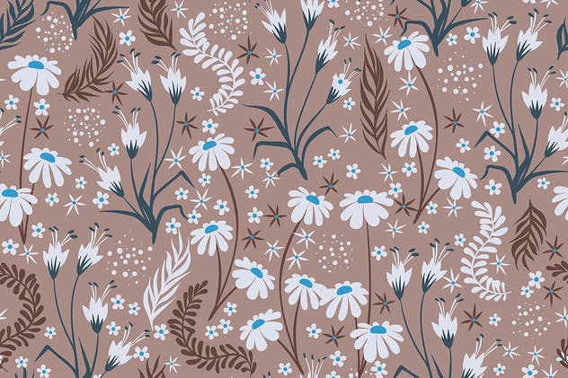 洋甘菊花卉无缝图案背景素材 Seamless Patterns Floral Chamomile Backgrounds插图(10)